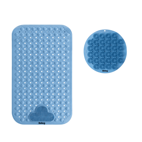 2pcs Tapete Baño Belug Antideslizante con ventosa azul