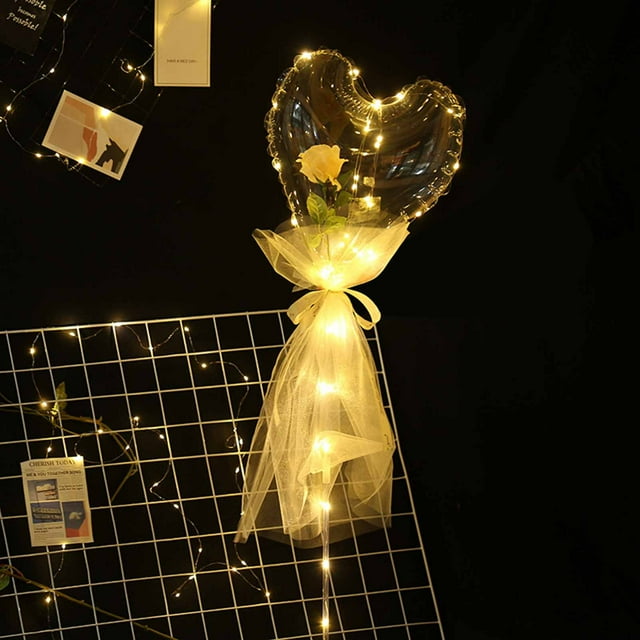 Xihbxyly Ramo de Rosas Led, Regalo Floral Luminoso, Decoración Luminosa para Fiestas, Sorpresa de Boda, Diseño Duradero, Montaje Diy, Funciona con Pilas, 35 Cm de Diámetro, Cable de 300 Cm