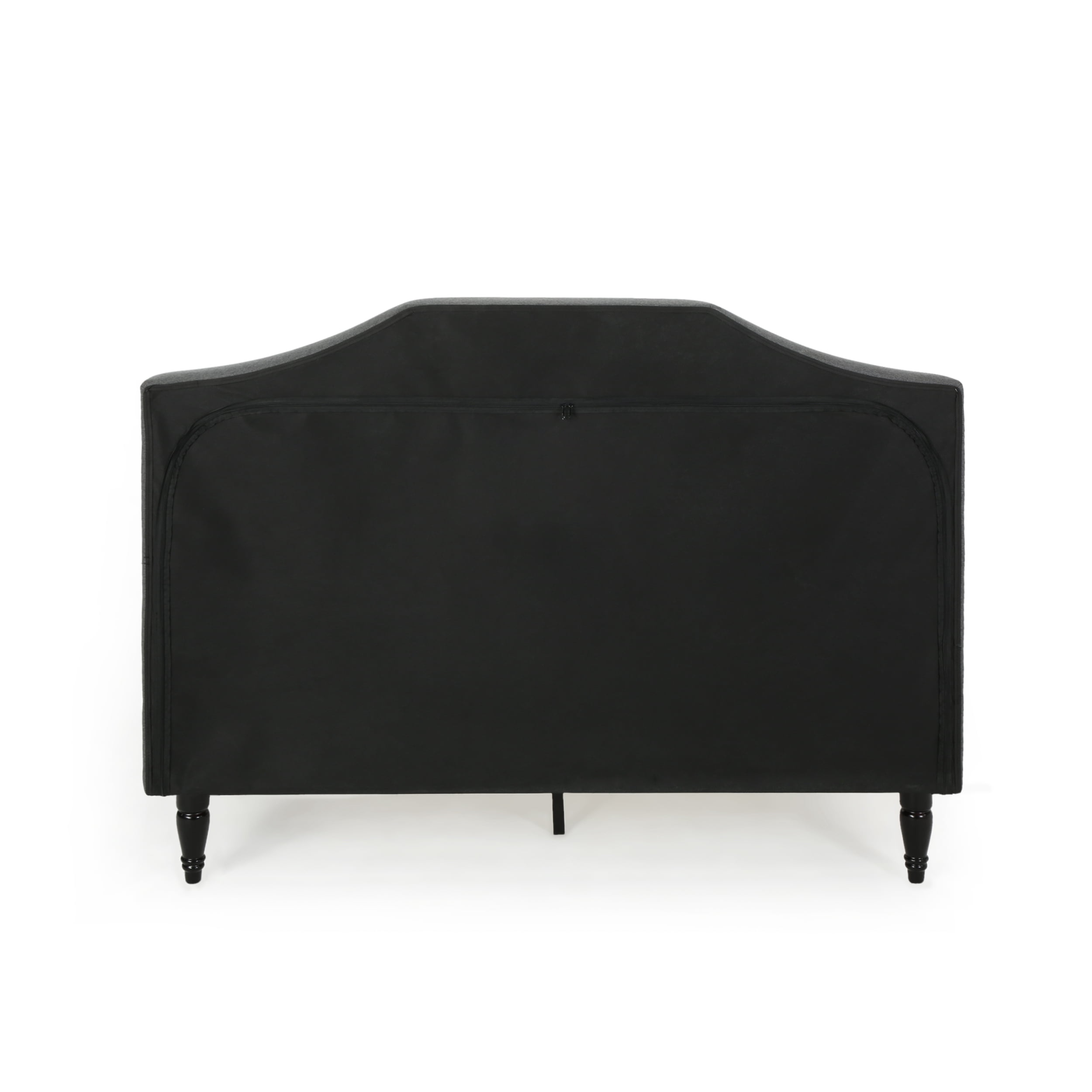 Noble House Rigley Contemporary Low Profile Fully Upholstered Fabric Platform Bed Frame, Queen, Charcoal Gray