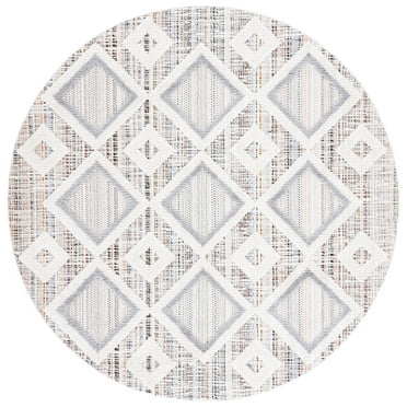SAFAVIEH Marrakesh Driskoll Geometric Polyester Area Rug, Grey/Multi, 8' x 8' Round