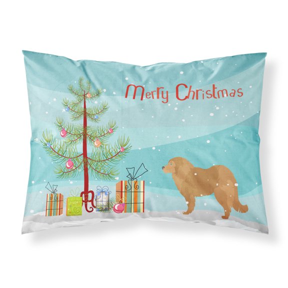 Caucasian Shepherd Dog Merry Christmas Tree Fabric Standard Pillowcase