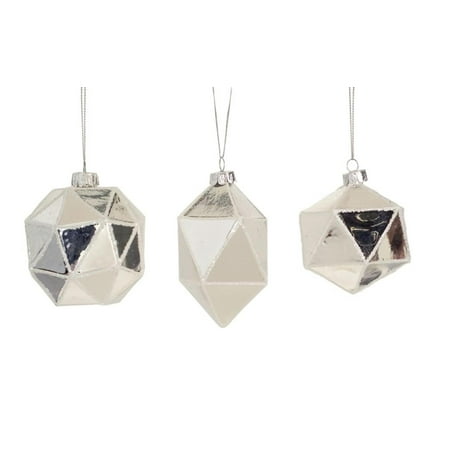 Silver Ball Drop - Club Pack of 24 Silver Geometric Shaped Ball, Drop and Onion Christmas Glass Ornament 4