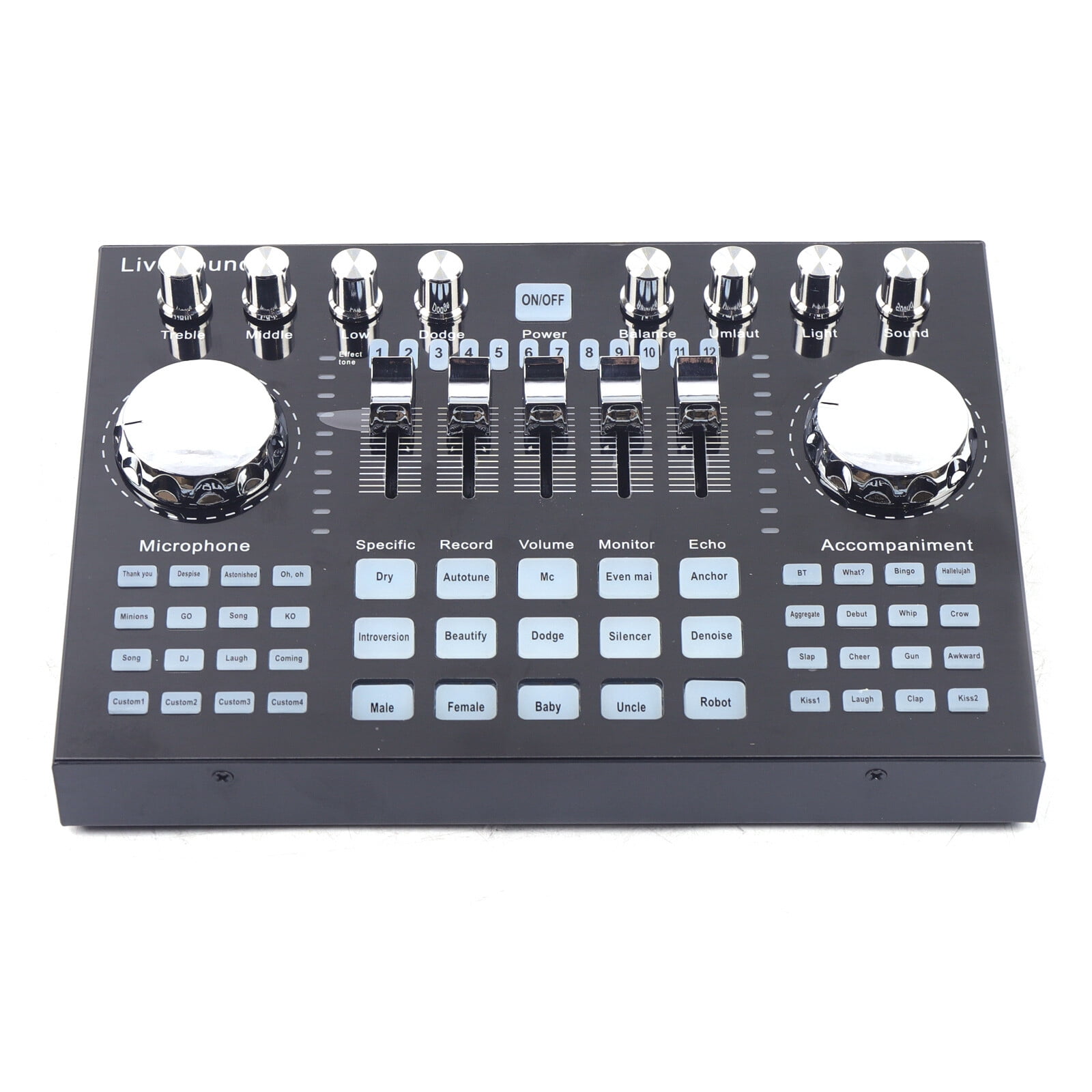 Bluetooth USB DJ Sound Mixing Console Amplifier Live Sound Card K1, Noise Reduction, Professional Audio Mixer for Performances