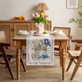 thumbnail image 3 of Spring Easter Table Runner 70 Inches Long for Kitchen Dining, Retro Rabbit Cup Botanical Purple Leaves Dresser Scarf Farmhouse, Dining Table Decorations for Wedding/Parties, 13 x 70 In, 3 of 8