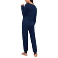 thumbnail image 4 of MINTREUS Womens Pajama Set Long Sleeve Sleepwear Nightwear Soft Pjs Lounge Sets With Pockets, 4 of 8