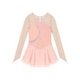 thumbnail image 5 of renvena Kids Girls Shiny Rhinestones Mesh Splice Figure Ice Skating Dress 6-16 Pink 12, 5 of 7