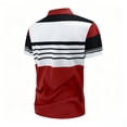 thumbnail image 4 of JOANKDMI Striped Shirts for Men Short Sleeve Casual Golf Tees Classic Fit Color Block Button Down Tops Moisture Wicking Breathable Tennis Daily Pullover S-5XL, 4 of 6