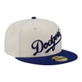 thumbnail image 3 of Men's New Era  Cream Los Angeles Dodgers Two-Tone Stitch 59FIFTY Fitted Hat, 3 of 7