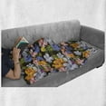 thumbnail image 5 of Tropical Soft Flannel Fleece Throw Blanket, Interpretation of Colorful Various Endemic Hawaiian Flowers, Cozy Plush for Indoor and Outdoor Use, 60" x 80", Charcoal Grey Multicolor, by Ambesonne, 5 of 5