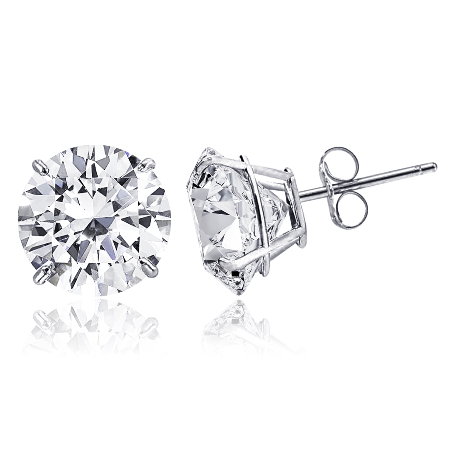 Nickelfreie Ohrstecker Unisex TT 4mm WGP Clear CZ Round Stud Earrings A A Pair ER15A (4 Weiße Ohrringe Für Geburtstag Geschenk