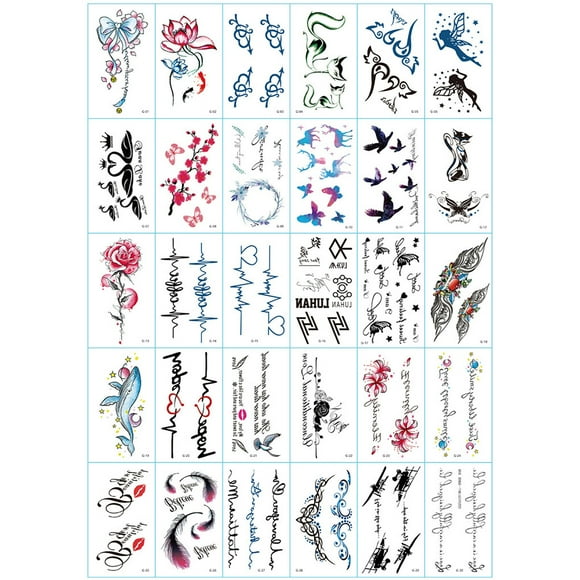30 Pieces Coloring Skin Stickers Waterproof Painting Templates DIY Stencils Long-lasting Alphabet Flowers Sticker Single-use Painting DIY Body Paint Kits Type 5