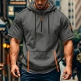 thumbnail image 2 of Men's Lightweight Hooded T Shirt Short Sleeve Summer Casual Breathable Plain Sports Top with Pockets Comfortable Leisure Wear for Daily Outfits, 2 of 5