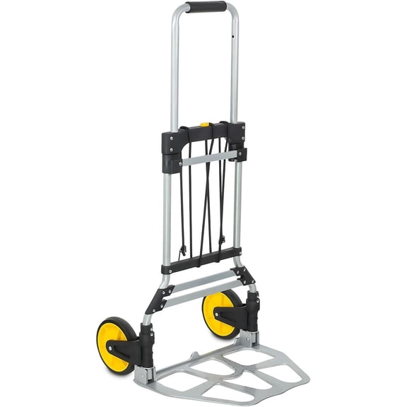 A1 Compact Folding Hand Truck and Dolly with Capacity of 264lbs | Aluminum Heavy-Duty Luggage Trolley Cart with Telescoping Handle and Rubber Wheels | Good for Indoor Outdoor Moving Travel