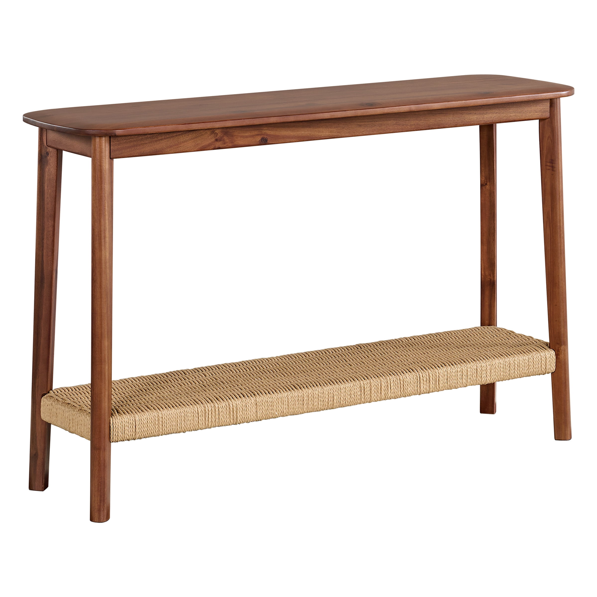 Alaterre Furniture Calais 48 in. Acacia Wood Console Table with Shelf, Modern Sofa Table, Warm Chestnut