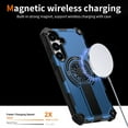 thumbnail image 3 of Allytechgroup Rugged Magnetic Case for Samsung Galaxy S24, Dual-Layer Shockproof Cover with Built-In Kickstand, MagSafe-Compatible, Rotating Ring Holder, Anti-Fall TPU + PC Back Case,Blue, 3 of 7
