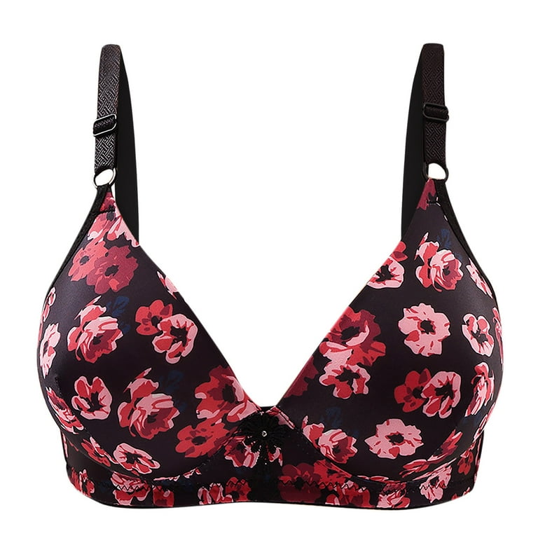 Funicet Holiday Savings! Women's No Underwire Bra Post-Surgery Bra Floral  Printed Brassiere Breathable Comfortable Underwear Vest w/ Adjustable  Straps 