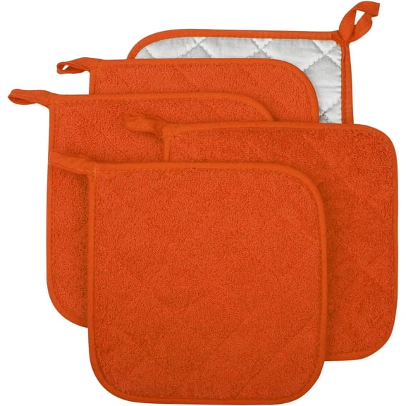 100% Cotton Kitchen Everyday Basic Terry Pot Holder Heat Resistant Coaster Potholder for Cooking and Baking Set of 5 Wine