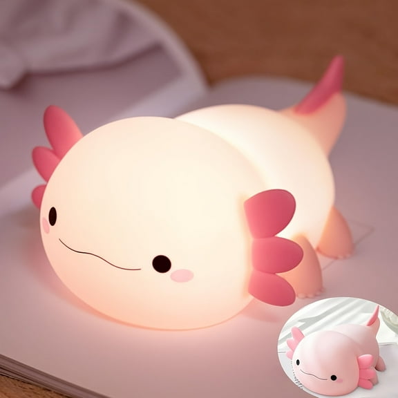 USB Rechargeable LED Lamp - Cute Axolotl Night Light with Timer, Touch-Activated Dimmable Color-Changing Salamander Design, Soft Glow for Nursery, Bedroom, Office Decor - Perfect Gift for Birthdays,