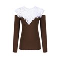 thumbnail image 2 of Gvmfive Women Floral Lace Hollow Out Stitching Cold Shoulder Long Sleeve Tunic Top, M, 2 of 5