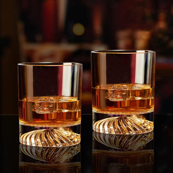 BPPEG Hand Blown Crystal Old Fashioned Whiskey Glasses Rocks Glasses Drinking Cocktail Bourbon Scotch Rum Vodka Liquor 12 Oz-Crystal Whiskey Glasses Set of 2 Gifts for Men