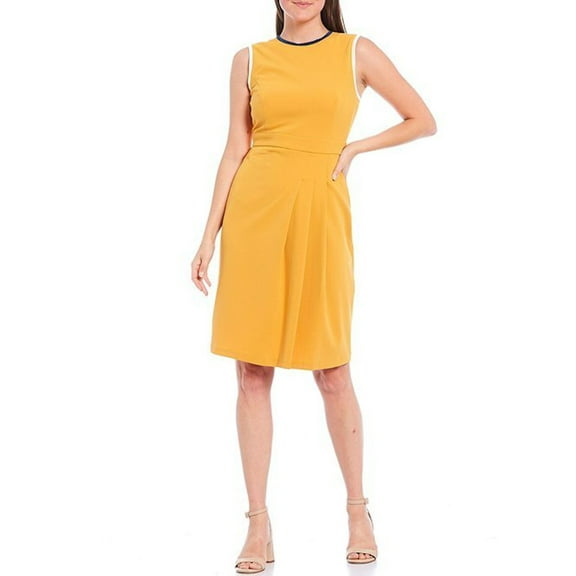 Maggy London Sheath With Faux Side Wrap Pleats Dress