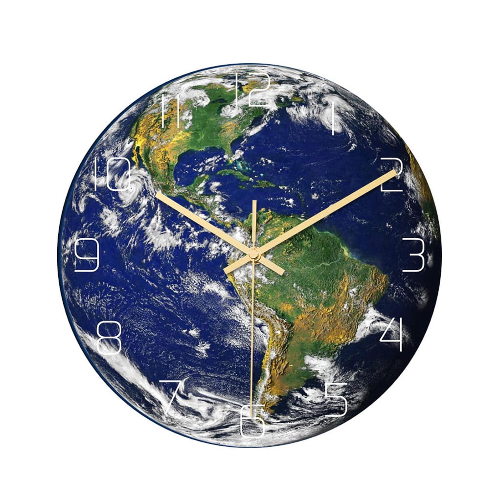 【JCXAGR】Luminous Earth Wall Clock Acrylic Material Silent Home Decor Wall Clock