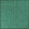 thumbnail image 1 of Ahgly Company Machine Washable Indoor Square Solid Turquoise Blue Modern Area Rugs, 5' Square, 1 of 4