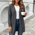 thumbnail image 4 of Binmer Women’s V Neck Open Front Long Knit Cardigan Long Sleeve Casual Mid Length Outerwear,Sizes S-2XL, 4 of 9