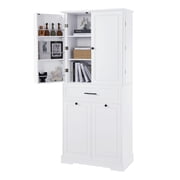 Modern Bathroom Storage Cabinet with Doors Drawers Tilt-Out Laundry Hamper