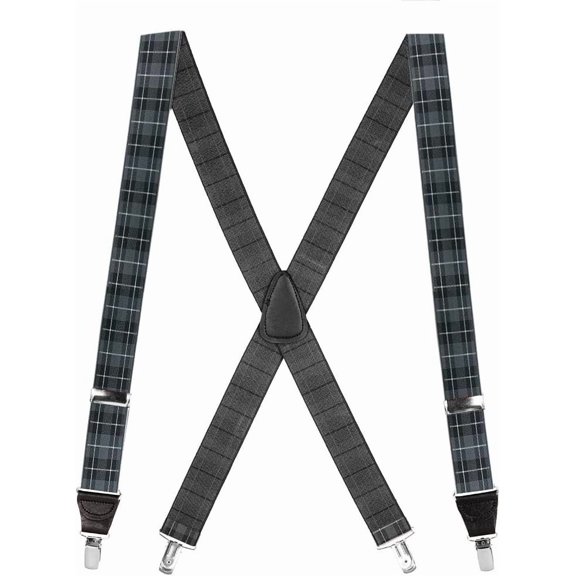 Suspender Store Plaid Dress Suspenders - 1.5-Inch Wide Elastic - Dressy Clip - 4 Colors & 3 Sizes