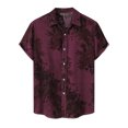 thumbnail image 2 of Vivianyo HD Men's Casual Solid Short Sleeve Hawaii Button Down Shirt Men Casual Fashion Turndown Collar Printing Short Sleeve Button Shirt Tops Blouse, 2 of 9