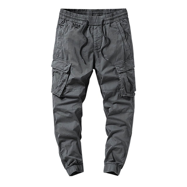 Diufon Men's Cargo Pants Casual Work Long Sweatpants with Multi Pockets Outdoor Hiking Button Tracksuit Pants