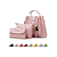 thumbnail image 1 of Set 3 Bolsas Bandolera Mujer Cosmetiquera Cartera Borla Logo Xtellar rosa, 1 of 4