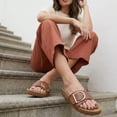 thumbnail image 3 of Cushionaire Leeds Sandals for Women, Slip On Big Buckle Slide Womens Sandals with Memory Foam Footbed, Comfortable Summer Footwear, 3 of 26