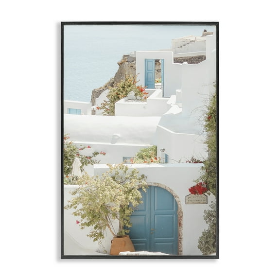 Stupell Industries Coastal Town Doorways Town & City Photography Black Framed Art Print Wall Art, 12 x 18