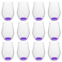 Concerto Stemless Wine Glasses 11 oz. Set of 12, Bulk Pack - Restaurant Glassware, Perfect for Red Wine, White Wine or Cocktails - Purple