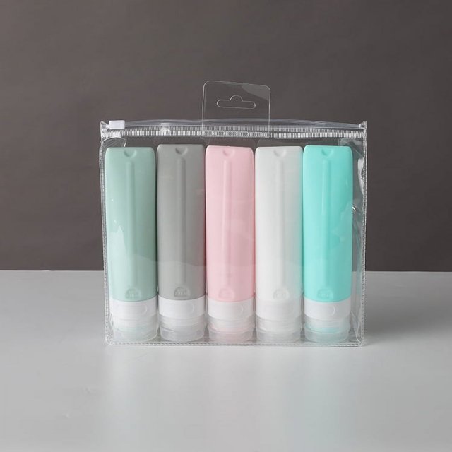 Juego de subbotellas de viaje de silicona, estilo nórdico, planas, para almacenar cosméticos, subbotellas para lavar