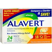 Alavert Alavert 24 Hour Orally Disintegrating Tablets Citrus Burst, Citrus Burst 18 tabs (Pack of 3)