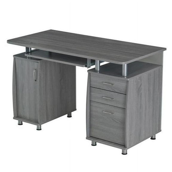 Complete Workstation Computer Desk with Storage, Grey - 30 x 47.5 x 24 in.