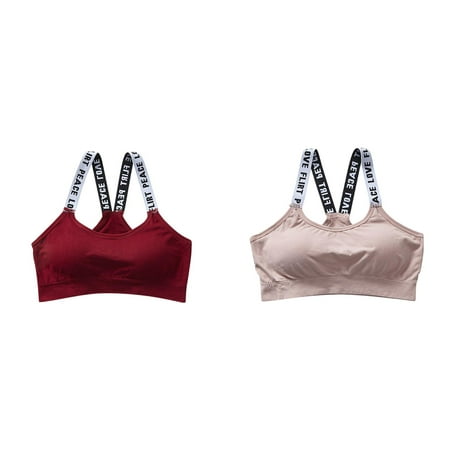 (2-Pack) Kcodviy Women Sports Bra 100 Cotton Tops for Women Tops for Top Fitness Adjustable Tops for Women Yoga Female Pad Sportswear Compression Top Women Vest Tank Tops Sport Push Up Bralette
