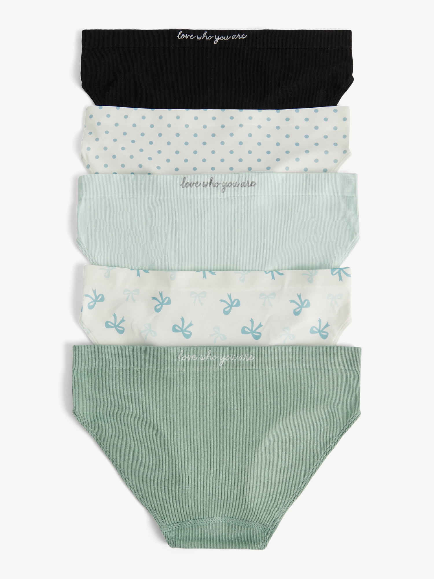 Justice Girls Variegated Seamless Bikini Undies, 5-Pack, Sizes 6-16