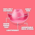 thumbnail image 3 of Bedwina Pink Cowgirl Hat - Felt Cowboy Hat with White Trim and Adjustable Neck-String, Fits Most Women and Teen Girls for Bachelorette, Play Costume Accessories, Themed Party or Dress-Up, 3 of 8