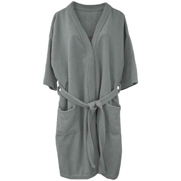 Bata De Baño Rasurada 100% Algodón Absorbente, Extra Suave con Bolsillos Laterales y Cinturón - Unisex y Unitalla-Gris Oscuro