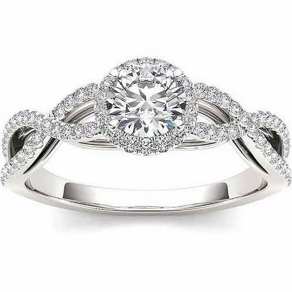 3/4 Carat T.W. Diamond Single Halo 14KT White Gold Engagement Ring