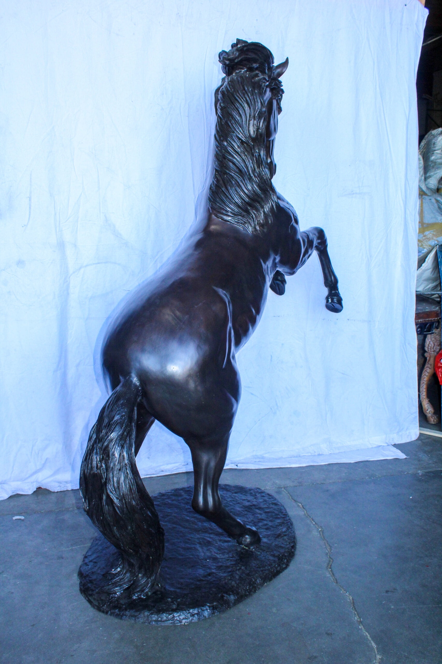 Nifao Quarter Horse Rearing, Life Size Bronze Statue, Equestrian Art – Garden Outdoor Decor Sculpture, 72"L x 34"W x 83"H
