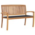 thumbnail image 1 of vidaXL Stacking Garden Bench with Cushion 128.5 cm Solid Teak Wood, 1 of 5