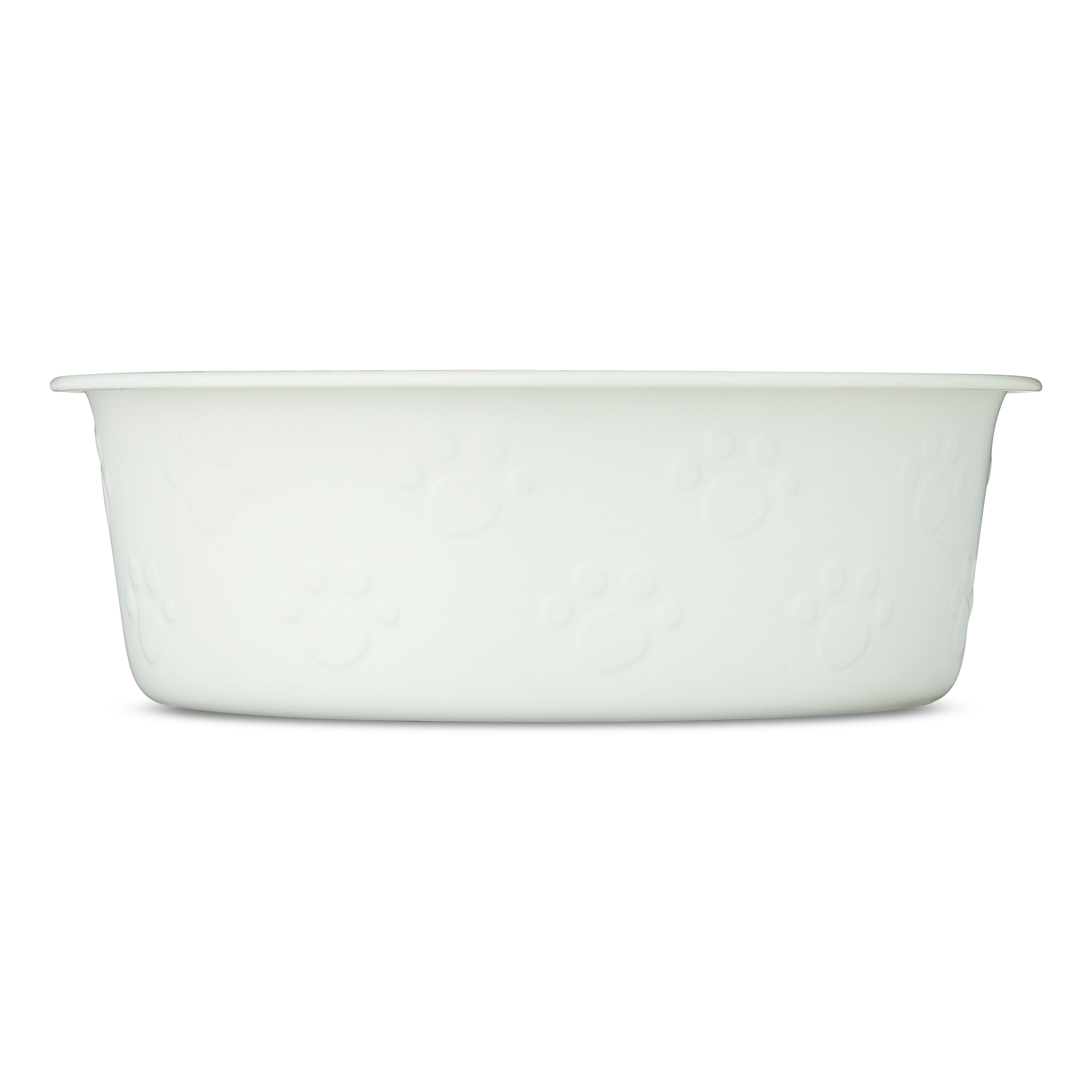 Vibrant Life Large Stainless Steel Embossed Dog Bowl, White Paws