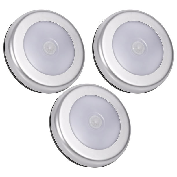 Luz de sensor, 3 piezas INALMBRICO PIR SENSOR DE MOVINO AUTTITO LUZ NOCTURNA PEQUERA 6 LED CUERPO REDONDO LÁMPARA ALIMENTADA POR BATERÍA