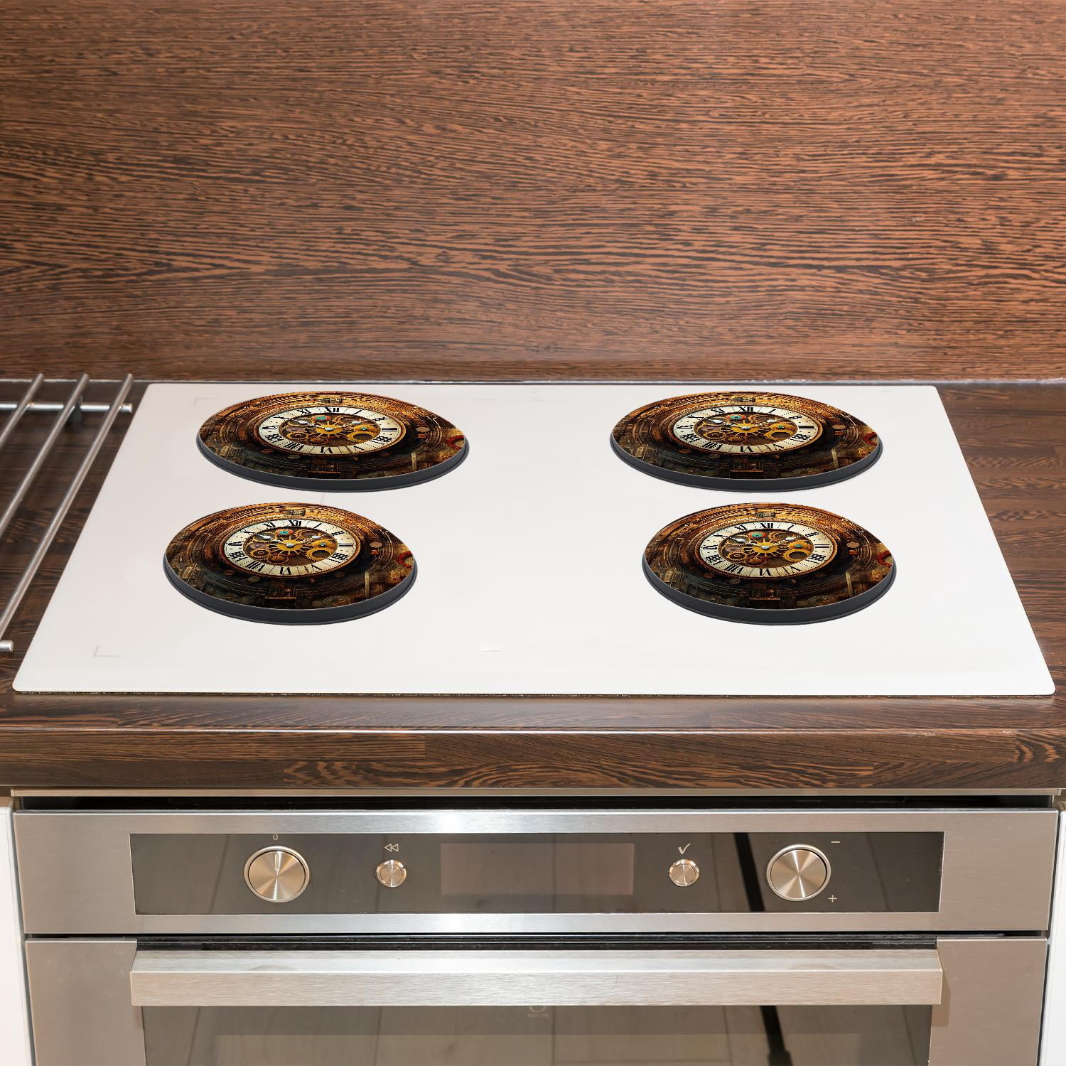 Stove Burner Covers 4 Pcs for Home Decor Cooktop Decorative ,Gear style, Round Electric Stove Burner Covers 8Inch And 10Inch