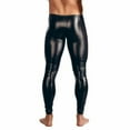 thumbnail image 5 of Ana Men Sexy Slim Wetlook PU Leather Pants Pouch Zip Trousers Tight Leggings Club, 5 of 9